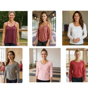 6-Piece Yoga Tops Bundle SZ Small Long Sleeve Tank Cold Shoulder Activewear Lot